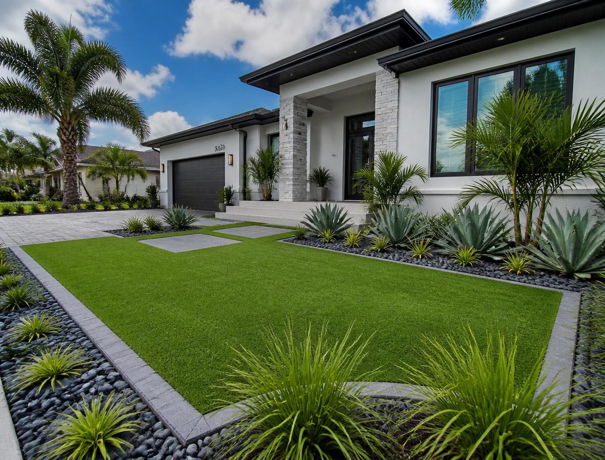 Modern front yard turf