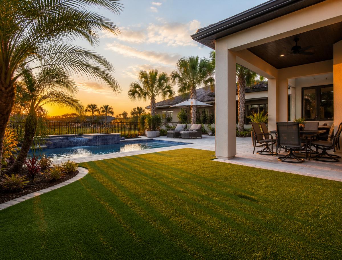 Poolside artificial turf